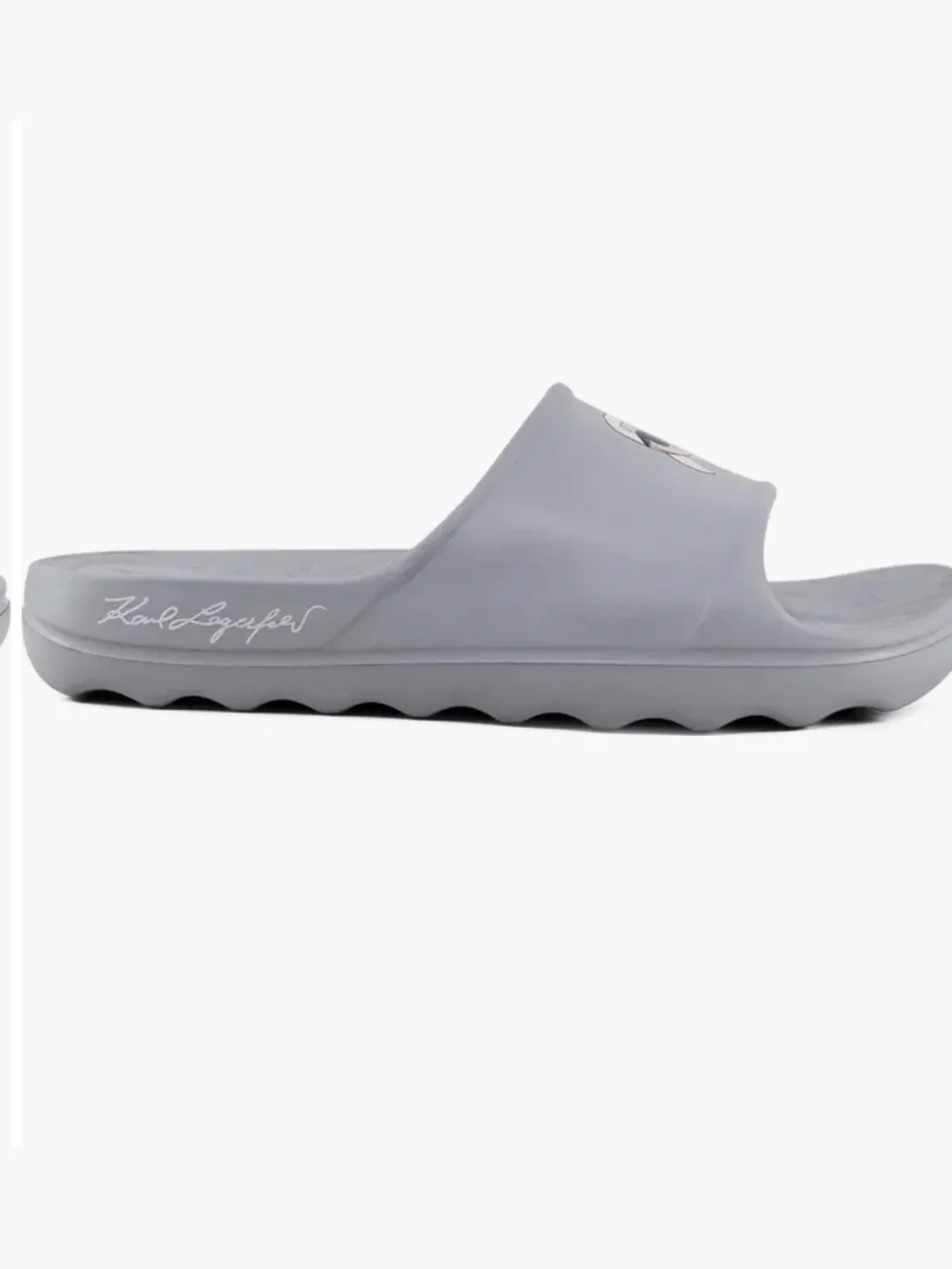 Karl Lagerfeld Gray Slide Sandals with Karl Cartoon Logo